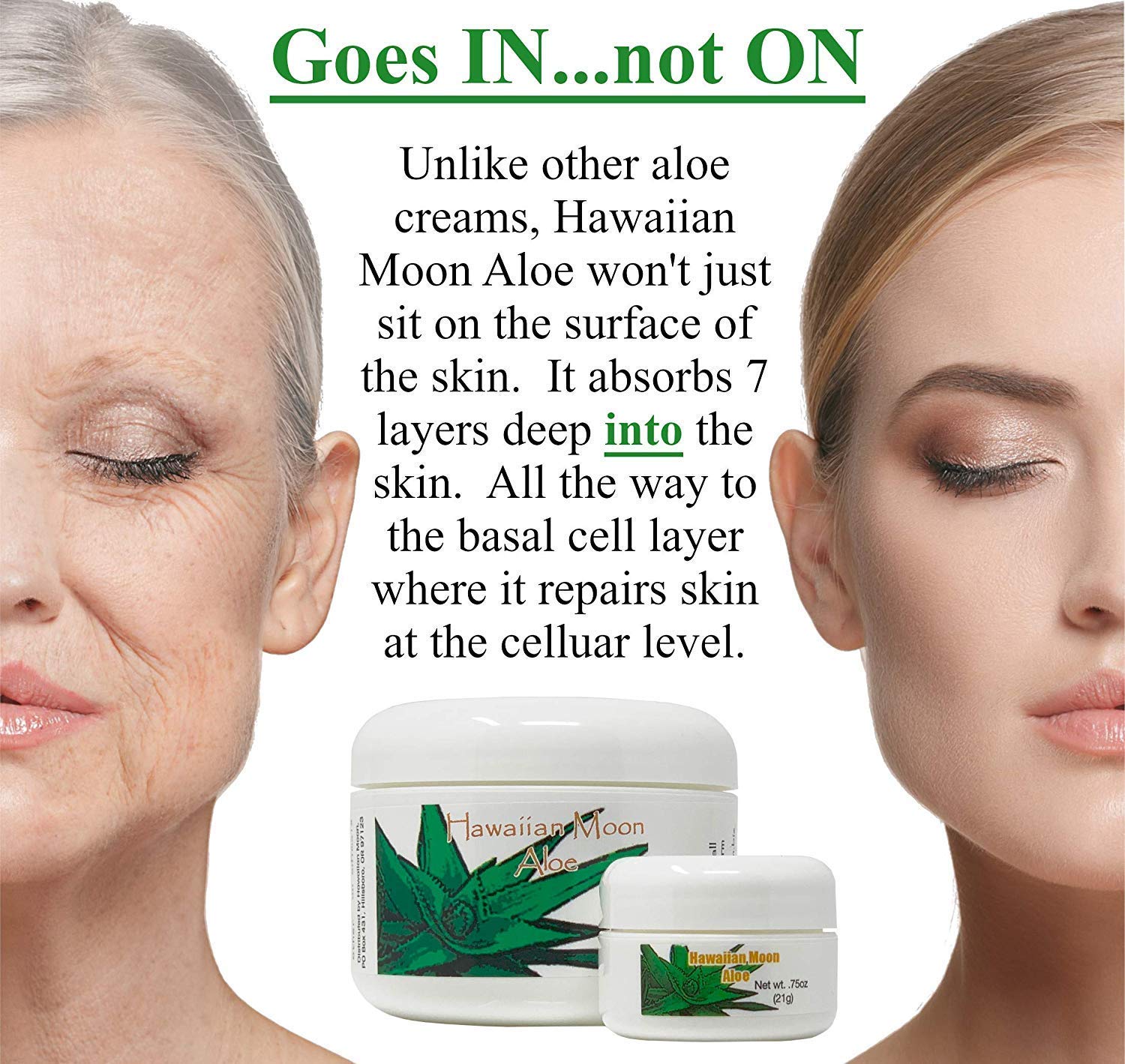 Hawaiian Moon Aloe Cream 9 Ounce Jar and Two Travel Size 3/4 Ounce Jars - Image 2