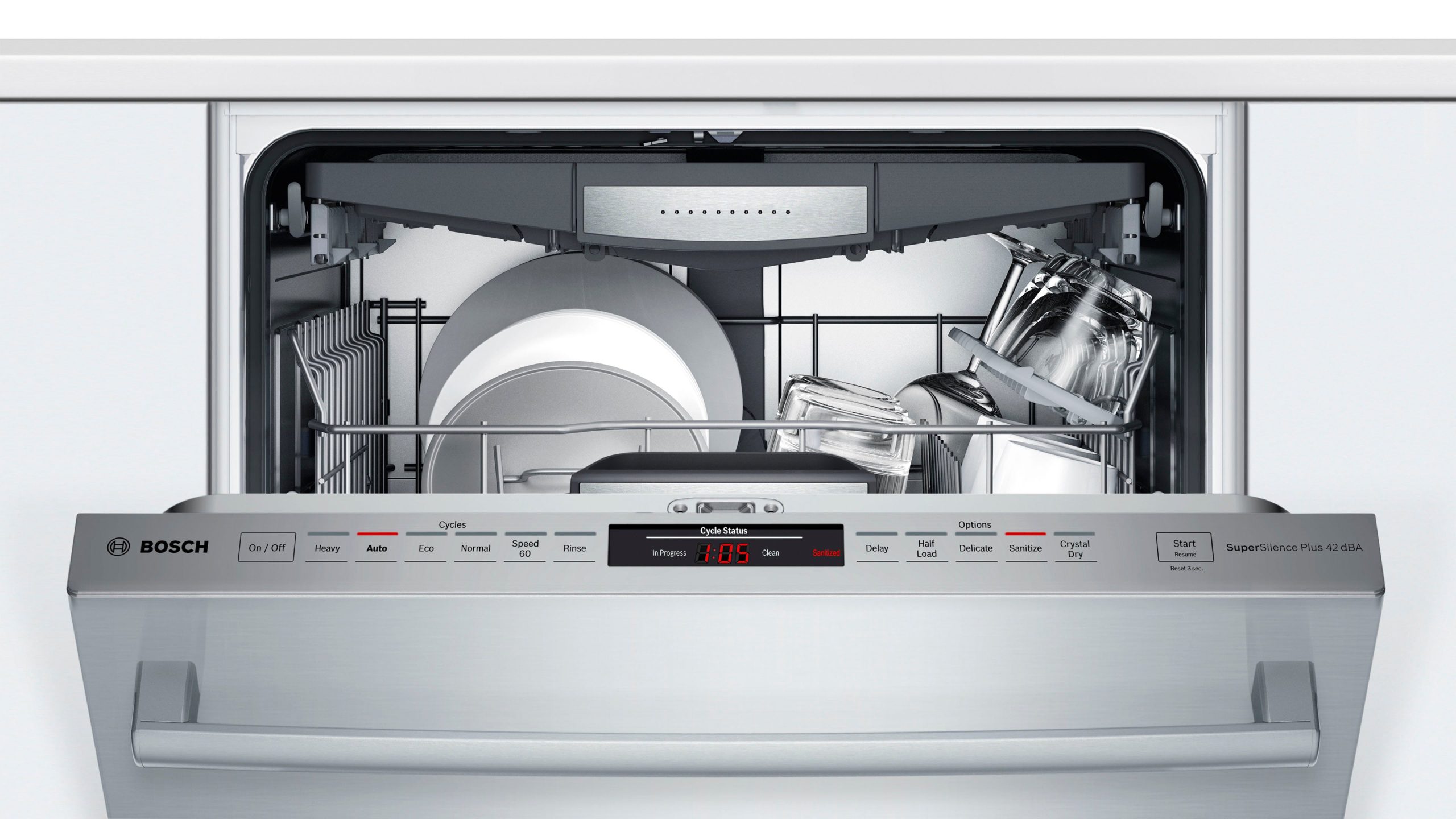 Bosch – 800 Series 24 Top Control Built-In Dishwasher with CrystalDry, Stainless Steel Tub, 3rd Rack, 42 dBa – Stainless steel - Image 2